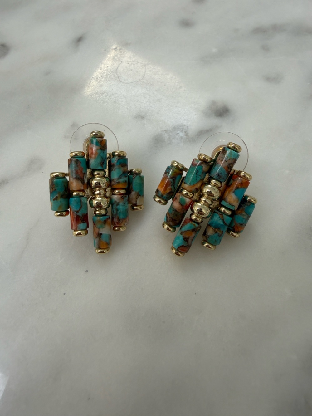 Kendra Scott Yellow Rose Turquoise and Coral Bead Earrings